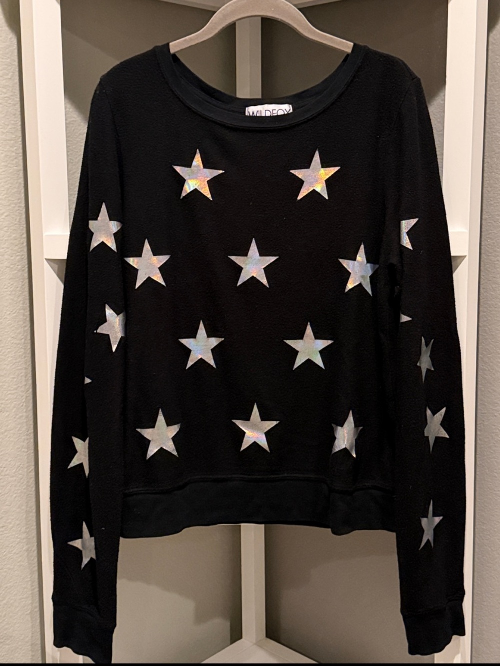 Wildfox Black And Silver Star Print Pullover